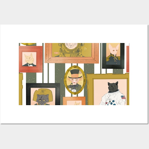 Cats Frames on a stripes Wallpaper Wall Art by White-Peony